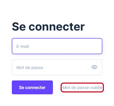 Écran de connexion de Directus : champs E-mail et Mot de passe, bouton Se connecter, lien Mot de passe oublié entouré